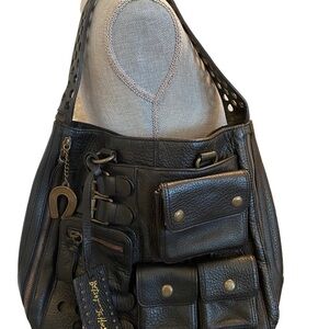 Betsey Johnson Black Leather Bag, RARE Vintage Bag